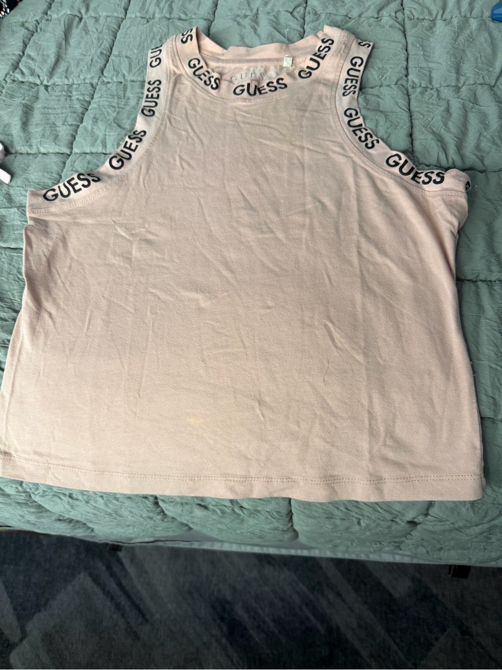 GUESS Women's Cream Logo-Trim Tank Top